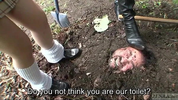 Subtitled Japanese principal outdoor burial pee baptism Video thú vị hấp dẫn