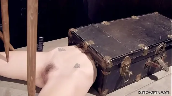 Hot Blonde slave laid in suitcase with upper body gets pussy vibrated cool Videos