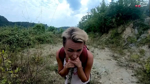 Hot Tourist in the mountains fucks in the mouth and ass - eats cum cool Videos