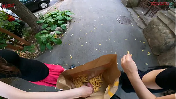 Hot Public double handjob in the fries b a g ... I'm jerkin'it! A whole new way to love McDonald's cool Videos