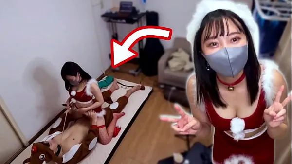 She had sex while Santa cosplay for Christmas! Reindeer man gets cowgirl like a sledge and creampie Video sejuk panas