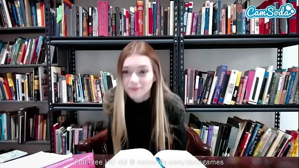Hot Redhead Plays With Her Pussy On Cam In Library cool Videos