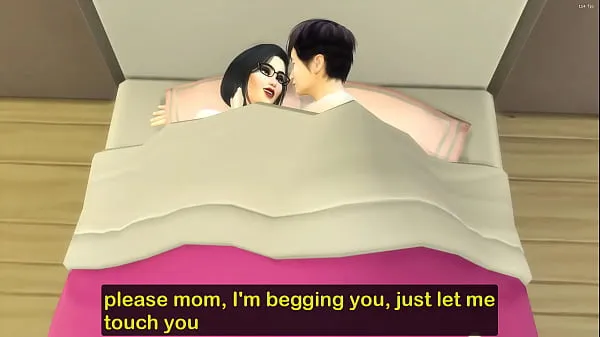 뜨겁Japanese Step-mom and virgin step-son share the same bed at the hotel room on a business trip 멋진 동영상