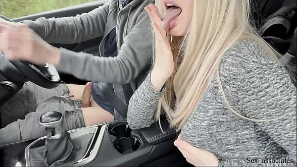 Amazing handjob while driving!! Huge load. Cum eating. Cum play Video keren yang keren