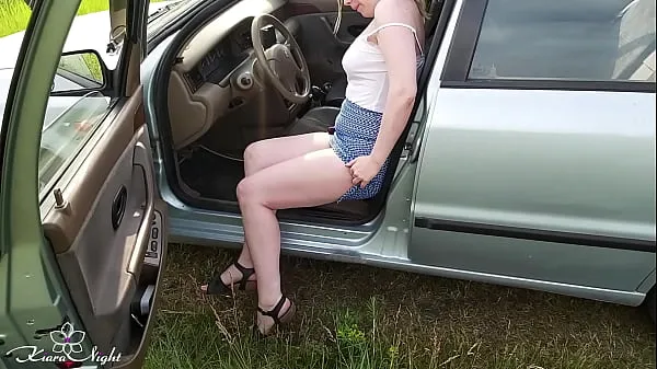 Hot Beauty Fingering, Masturbates Pussy Vibrator and Orgasms in the Car cool Videos