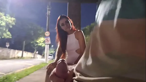 Heta Risky handjob at the bus stop next to a beautiful stranger coola videor